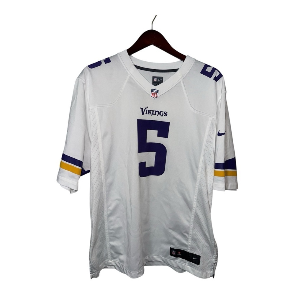 🏈 Nike Minnesota Vikings #5 White Away NFL Jersey Men’s XL - Picture 1 of 6